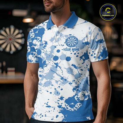 Custom Blue Splatter Dartboard Darts Team Shirt For Men, Dart League Jerseys For Players IPHW10597