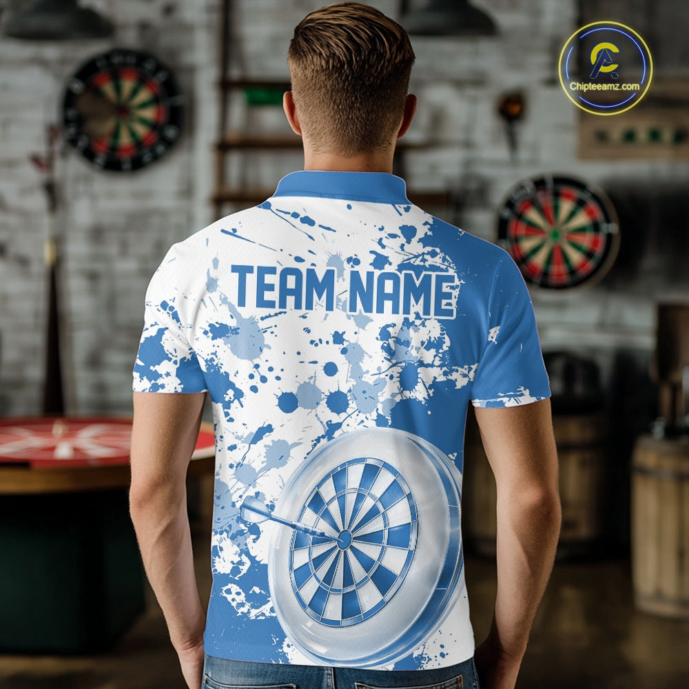 Custom Blue Splatter Dartboard Darts Team Shirt For Men, Dart League Jerseys For Players IPHW10597