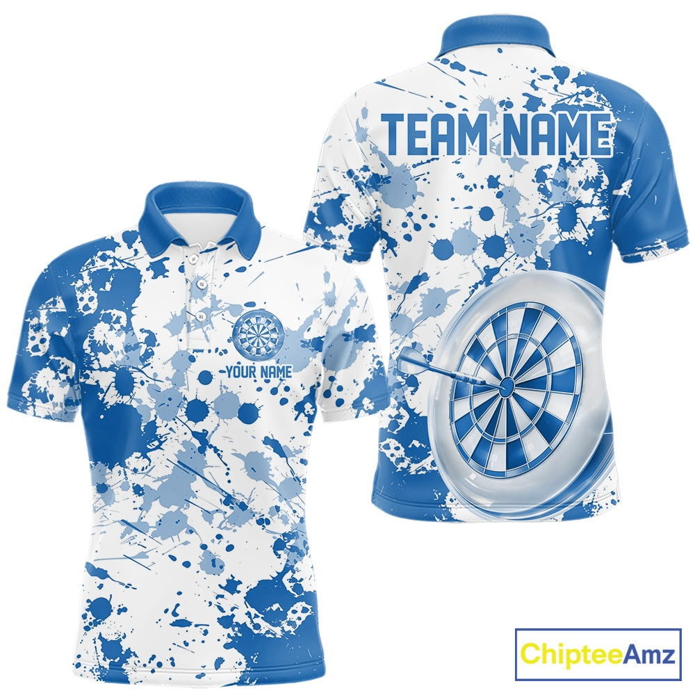 Custom Blue Splatter Dartboard Darts Team Shirt For Men, Dart League Jerseys For Players IPHW10597