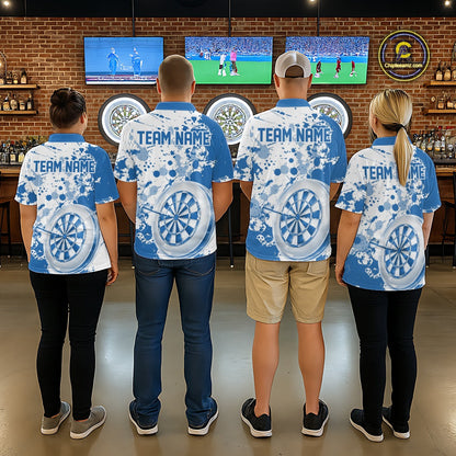 Custom Blue Splatter Dartboard Darts Team Shirt For Men, Dart League Jerseys For Players IPHW10597