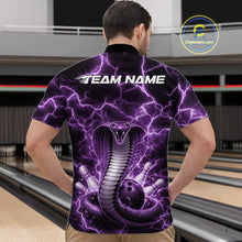 Load image into Gallery viewer, Custom Purple Thunder Lightning Cobra Snake Bowling Team Men Quarter-Zip Shirt, Bowling Jersey IPHW11093