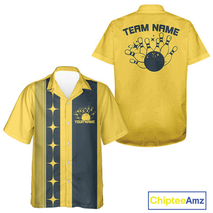 Custom Vintage Bowling Hawaiian Shirt For Men And Women, Bowling Team Button Up Shirt IPHW10062