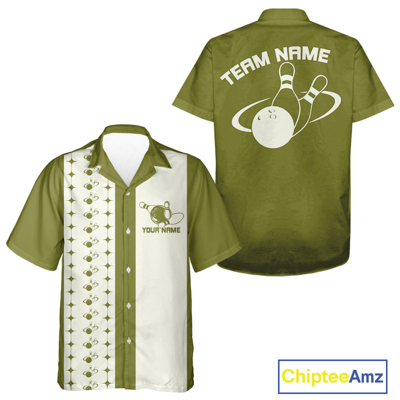 Custom Vintage Bowling Hawaiian Shirt For Men And Women, Bowling Team Button Up Shirt IPHW10064