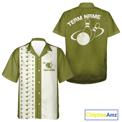 Custom Vintage Bowling Hawaiian Shirt For Men And Women, Bowling Team Button Up Shirt IPHW10064