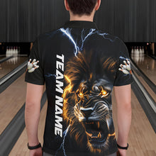 Load image into Gallery viewer, Custom Blue Thunder Lightning Lion Bowling Team Men Polo Shirts, Lion Bowling League Shirt IPHW8986