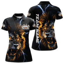 Load image into Gallery viewer, Custom Blue Thunder Lightning Lion Bowling Team Women Polo Shirts, Bowling League Shirt IPHW8986