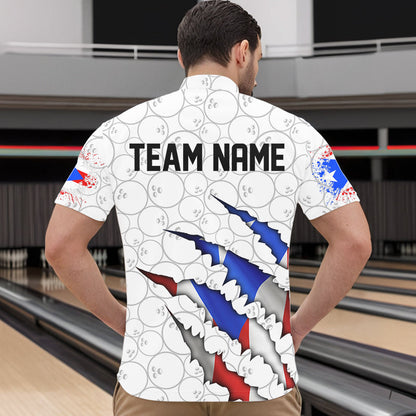 Personalized Puerto Rico Flag Bowling Quarter-Zip Shirts For Men, Puerto Rico Bowling Jerseys IPHW8725