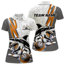 Load image into Gallery viewer, Custom Orange Shark Bowling Polo Shirts For Women, Shark Bowling Team Tournament Outfits IPHW8730