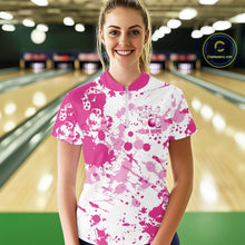 Load image into Gallery viewer, Custom Pink Bowling Polo Shirts For Women, Bowling Team Shirts Bowling Jerseys With Name IPHW7052