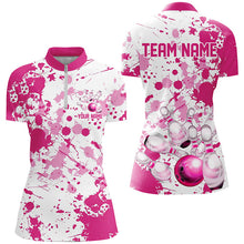 Load image into Gallery viewer, Custom Pink Bowling Polo Shirts For Women, Bowling Team Shirts Bowling Jerseys With Name IPHW7052