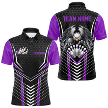 Load image into Gallery viewer, Custom Black And Purple Eagle Bowling Jerseys, Bowling Team Men Polo Shirts Bowlers Outfits IPHW8749