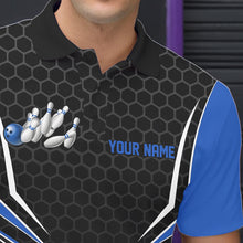 Load image into Gallery viewer, Custom Black And Blue Eagle Bowling Jerseys, Bowling Team Men Polo Shirts Bowlers Outfits IPHW8750