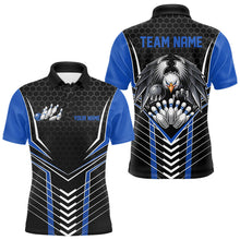 Load image into Gallery viewer, Custom Black And Blue Eagle Bowling Jerseys, Bowling Team Men Polo Shirts Bowlers Outfits IPHW8750