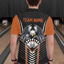 Load image into Gallery viewer, Custom Black And Orange Eagle Bowling Jerseys, Bowling Team Men Polo Shirts Bowlers Outfits IPHW8751