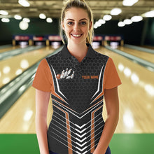 Load image into Gallery viewer, Custom Black And Orange Eagle Bowling Jerseys, Bowling Team Women Polo Shirt Bowlers Outfit IPHW8751