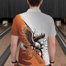 Load image into Gallery viewer, Custom Orange Eagle Bowling Team Men Polo Shirts, Eagle Bowling League Shirt Bowlers Outfit IPHW8754