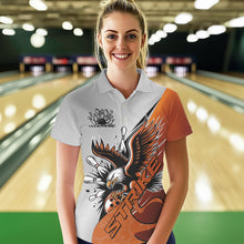 Load image into Gallery viewer, Custom Orange Eagle Bowling Team Women Polo Shirts, Bowling League Shirt Bowlers Outfit IPHW8754