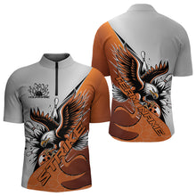 Load image into Gallery viewer, Custom Orange Eagle Bowling Team Men Quarter-Zip Shirts, Eagle Bowling League Shirt Bowlers Outfit IPHW8754