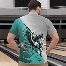 Load image into Gallery viewer, Custom Blue Eagle Bowling Team Men Quarter-Zip Shirts, Eagle Bowling League Shirt Bowlers Outfit IPHW8755