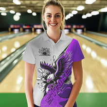 Load image into Gallery viewer, Custom Purple Eagle Bowling Team Women Polo Shirts, Bowling League Shirt Bowlers Outfit IPHW8756