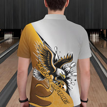 Load image into Gallery viewer, Custom Yellow Eagle Bowling Team Men Polo Shirts, Eagle Bowling League Shirt Bowlers Outfit IPHW8757