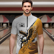 Load image into Gallery viewer, Custom Yellow Eagle Bowling Team Men Quarter-Zip Shirts, Eagle Bowling League Shirt Bowlers Outfit IPHW8757