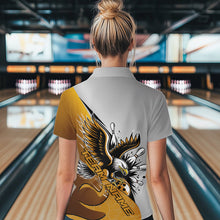 Load image into Gallery viewer, Custom Yellow Eagle Bowling Team Women Quarter-Zip Shirt, Bowling Team Shirt Bowlers Outfit IPHW8757