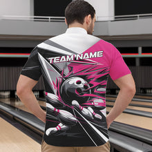 Load image into Gallery viewer, Custom Black And Pink Striking Bowling Quarter-Zip Shirts For Men, Team Uniform Bowlers Outfits IPHW8764
