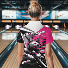 Load image into Gallery viewer, Custom Black And Pink Striking Bowling Womens Quarter-Zip Shirts, Team Bowlers Outfits IPHW8764