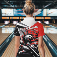 Load image into Gallery viewer, Custom Black And Red Striking Bowling Womens Quarter-Zip Shirts, Team Bowlers Outfits IPHW8766