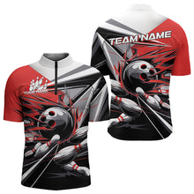 Load image into Gallery viewer, Custom Black And Red Striking Bowling Quarter-Zip Shirts For Men, Team Uniform Bowlers Outfits IPHW8766