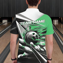Load image into Gallery viewer, Custom Black And Green Striking Bowling Polo Shirts For Men, Team Uniform Bowlers Outfits IPHW8767