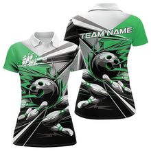 Load image into Gallery viewer, Custom Black And Green Striking Bowling Polo Shirts For Women, Team Uniform Bowlers Outfits IPHW8767