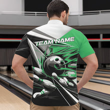 Load image into Gallery viewer, Custom Black And Green Striking Bowling Quarter-Zip Shirts For Men, Team Uniform Bowlers Outfits IPHW8767
