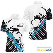 Load image into Gallery viewer, Custom Blue And Pink Camo Strike Bowling Polo Shirts For Men, Bowling Heartbeat Pulse Line IPHW9248