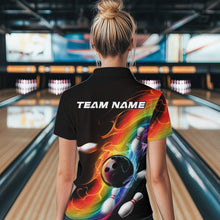Load image into Gallery viewer, Custom Colorful Rainbow Flame Bowling Team Quarter-Zip Shirts For Women, Bowlers Outfits IPHW8783