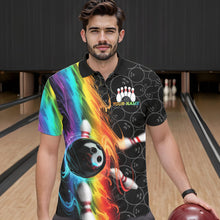 Load image into Gallery viewer, Custom Colorful Rainbow Flame Bowling Team Polo Shirts For Men, Bowling Tournament Outfits IPHW8784