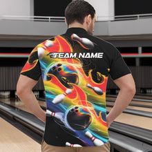 Load image into Gallery viewer, Custom Rainbow Flame Bowling Team Quarter-Zip Shirts For Men, Colorful Bowling League Shirt IPHW8786