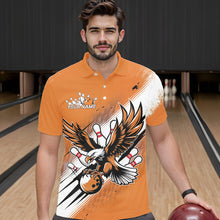 Load image into Gallery viewer, Custom Orange Eagle Bowling Jerseys, Eagle Bowling Men Polo Shirts Team Uniform Bowlers Outfit IPHW8787