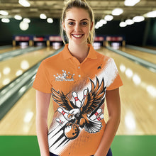 Load image into Gallery viewer, Custom Orange Eagle Bowling Jerseys, Eagle Bowling Women Polo Shirts Team Bowlers Uniform IPHW8787