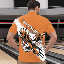 Load image into Gallery viewer, Custom Orange Eagle Bowling Jerseys, Eagle Bowling Men Quarter-Zip Shirts Team Bowlers Uniform IPHW8787