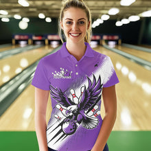 Load image into Gallery viewer, Custom Purple Eagle Bowling Jerseys, Eagle Bowling Women Polo Shirts Team Bowlers Uniform IPHW8788