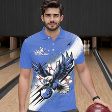 Load image into Gallery viewer, Custom Blue Eagle Bowling Jerseys, Eagle Bowling Men Polo Shirts Team Uniform Bowlers Outfit IPHW8789