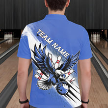 Load image into Gallery viewer, Custom Blue Eagle Bowling Jerseys, Eagle Bowling Men Polo Shirts Team Uniform Bowlers Outfit IPHW8789