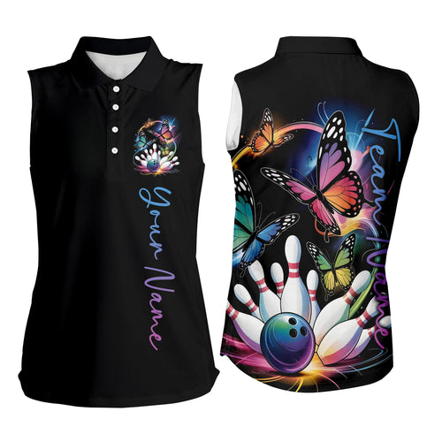 Custom Colorful Butterfly Bowling Men Polo Shirts With Team Name, Bowling Uniform IPHW9013