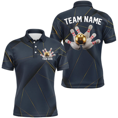 Custom Golden Bowling Shirts For Men, Flame Bowling Team Shirts Bowling Uniform IPHW7336