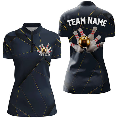Custom Golden Bowling Shirts For Women, Flame Bowling Team Shirts Bowling Uniform IPHW7336
