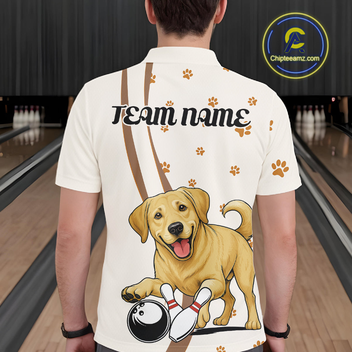 Custom Funny Labrador Retriever Dog Men Bowling Team Shirt, Dog Lovers Bowling Uniform IPHW10208