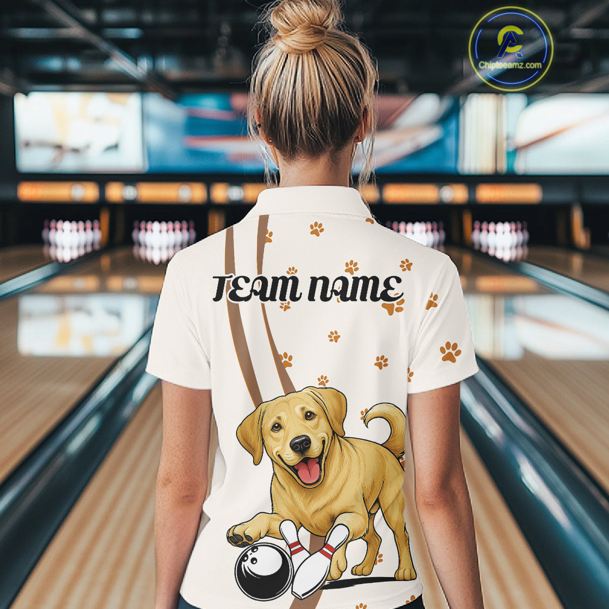 Custom Funny Labrador Retriever Dog Women Bowling Team Shirt, Dog Lovers Bowling Uniform IPHW10208
