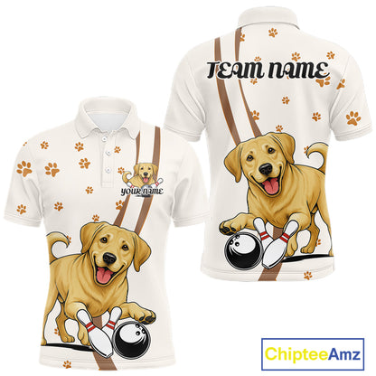 Custom Funny Labrador Retriever Dog Men Bowling Team Shirt, Dog Lovers Bowling Uniform IPHW10208